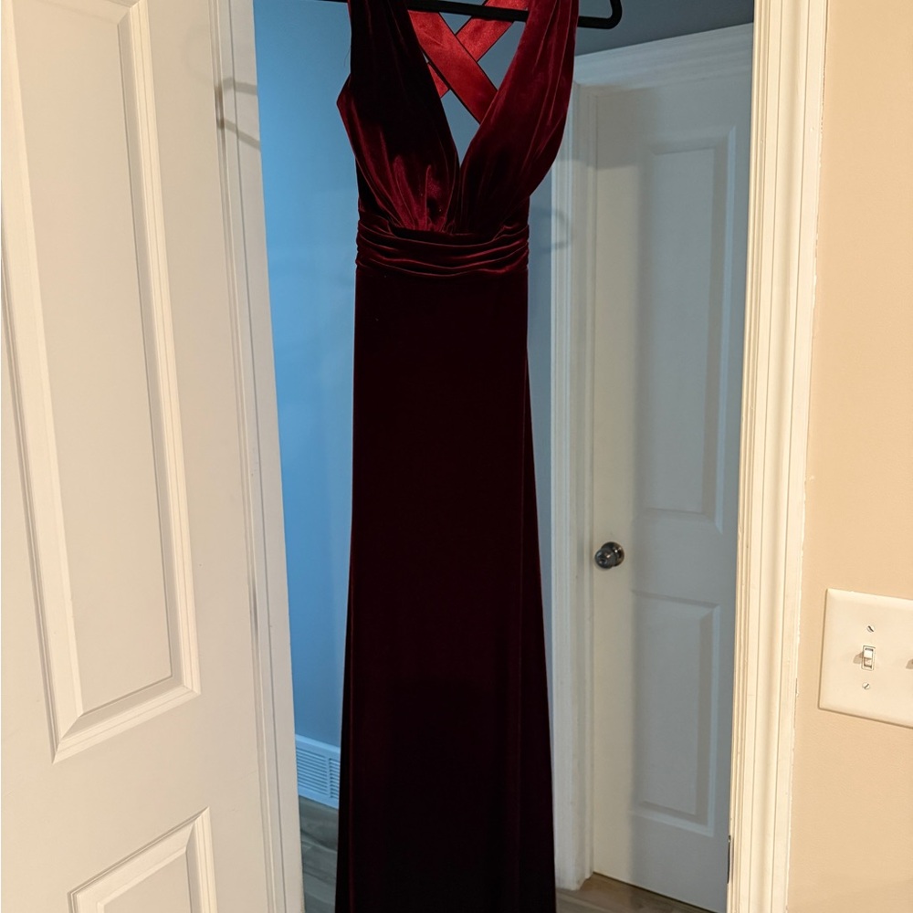 Revelry Deep Red Backless Gown